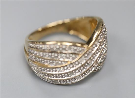 A 9ct gold and diamond illusion-set dress ring, size L/M, gross 6.5 grams.